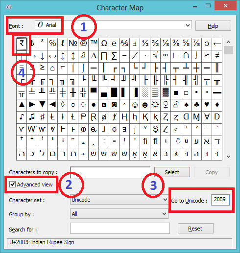 Raavi Unicode Font Character Chart